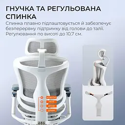 Офісне крісло Sihoo DORO C300 Pro Mesh White with footrest (DORO-C300-PRO-M102-JT) - мініатюра 9