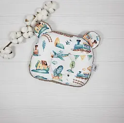 Дитяча ортопедична подушка 24×32 для новонароджених a.l.babybox Потяг Коричневий тедді