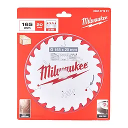 Диск пиляльний по дереву PFTE THIN KERF MILWAUKEE, діаметр 165х20х1,6мм, 24 зуб. - мініатюра 2