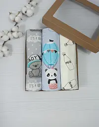 Набір пелюшок a.l.babybox Панда індіанець 50х80/100х80 см 3 шт. Різнокольоровий (NA 18168582)