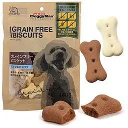 Ласощі для собак DoggyMan Biscuits Milk&Carob бісквіт молоко&кероб беззернове печене, 0.14кг