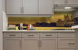 Вініловий кухонний фартух Венеція на заході сонця наклейка для кухні гондола Місто Коричневий Happy Pocket Z181530 - мініатюра 3