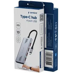 Концентратор Gembird USB-C 4-in-1 4xUSB 3.2 silver (UHB-CM-U310-A4-01) - мініатюра 3