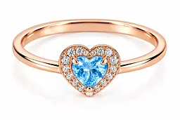 Жіноча золота каблучка Jewellery Continent "Блакитне серце" з топазом 14 (К-0927) - мініатюра 2