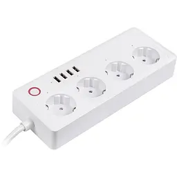 Мережевий фільтр Tuya Smart 1.8м, 16A, 4 розетки, 4xUSB, з вимикачем
