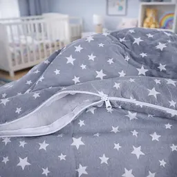 Дитяча постільна білизна MIRSON JUNIOR фланель Grey Stars 200х220см (2200012804612) - мініатюра 10
