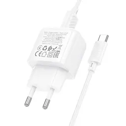 Сітчастий зарядний пристрій HOCO CS52A Surplus single-port QC3.0 charger set(Type-C) білий - мініатюра 4