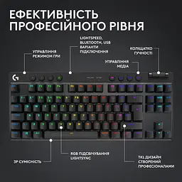 Клавіатура для геймерів Logitech G Pro X TKL LightSpeed з підсвічуванням чорна (920-012136) - мініатюра 9