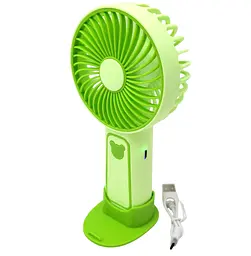 Вентилятор акумуляторний міні з підставкою та ремінцем USB діаметр 8см ручний та настільний Handy Mini Fan TX265 6368 зелений