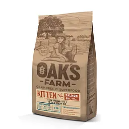Сухий беззерновий корм для кошенят до 12 місяців із лососем Grain Free Salmon Kitten 2 kg
