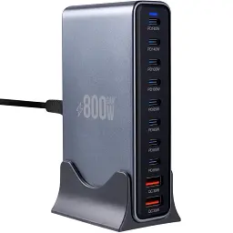 Зарядний пристрій XoKo 8xUSB-C PD 65 - 140W + 2xUSB QC30W GaN3 800W (XK-QC-800) - мініатюра 5