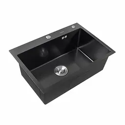 Кухонна мийка Platinum Handmade 65x45 PVD чорна (сифон круглий 3.0/0.8) - мініатюра 3