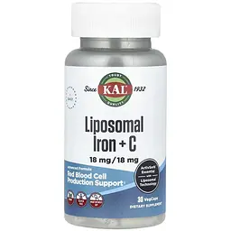 Дієтична добавка KAL Liposomal Iron 18 мг 30 вегетаріанських капсул