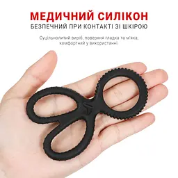 Ерекційне кільце потрійне "Ножиці" силіконове для затримки еякуляції 2.8 см чорний - мініатюра 10