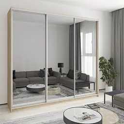 Шафа-купе тридверна MebelStar Уні AL 3 Дзеркала 260x45x240 см Дуб сонома (MBS-1996)