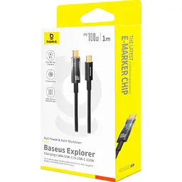 Кабель Baseus Explorer Charging with Auto Shutdown Cable Type-C to Type-C 100W 1m P10319703111-00 Black - мініатюра 3
