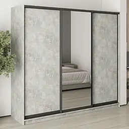 Шафа-купе тридверна MebelStar Стандарт BG 2ДСП/Дзеркало 230x60x210 см Бетон (MBS-8387)