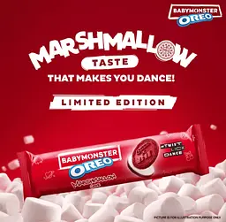 Печиво Oreo BabyMonster Red Sandwich Cookies with Marshmallow 110.4г - мініатюра 3