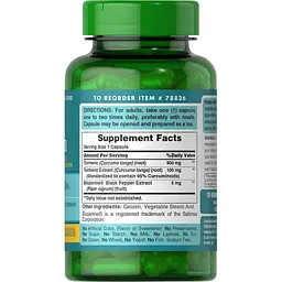 Куркумін і біоперін Puritan's Pride Turmeric Curcumin with Bioperine 1000 мг 60 капсул - мініатюра 2
