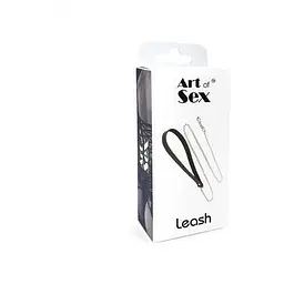 Повідець на ланцюжку з натуральної шкіри Art of Sex - Leash, чорний - мініатюра 5