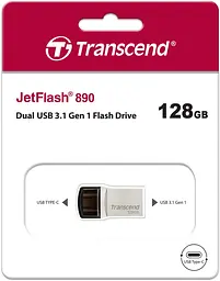Флеш-накопичувач Transcend 128GB JetFlash 890 Silver USB 3.1/Type-C (TS128GJF890S) - мініатюра 5