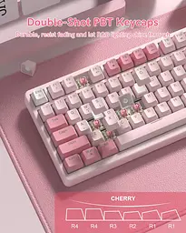Ігрова дротова механічна клавіатура Womier VK75 / Cream Switch / Pink - мініатюра 5