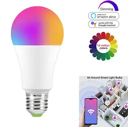 Смарт-лампа WiFi Tuya E27, RGB + CCT, розумна світлодіодна лампочка з мікрофоном для дому - мініатюра 3