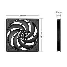 Корпусний вентилятор 140 мм Arctic P14 SLIM PWM PST ACFAN00268A Black - мініатюра 6