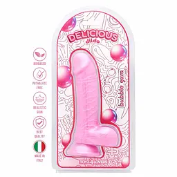 Фалоімітатор з ароматом жуйки Toyz4lovers Delicious Dildo Bubble Gum, 18 см - мініатюра 8