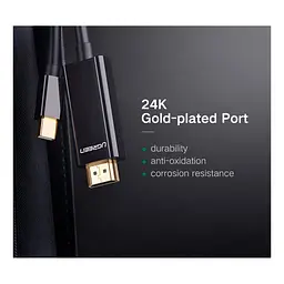 Кабель мультимедійний miniDisplayPort M to HDMI M 1.5m MD101 4K black Ugreen (20848) - мініатюра 10
