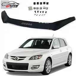 Дефлектор капоту мухобійка для Mazda 3 2009-2013 седан хетчбек Євро Кріплення (Vip Tuning) MZD09