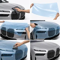 Антигравійна захисна бронеплівка за лекалами для BMW i7 G70 2022- передня частина авто (капот бампер фари крила) - мініатюра 2