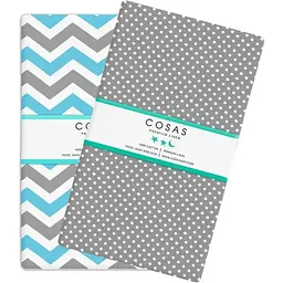 Набір простирадл полуторне Cosas ZIGZAG & DOTS 155х240 см (SetSheet_ZigBlueGrey_DropGWhite_155х240)
