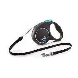 Рулетка Flexi Black Design для собак трос розмір S 5 м синя