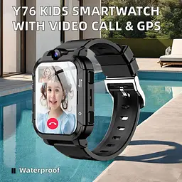 Дитячий смарт-годинник Y76, 4G GPS Wi-Fi SIM камера SOS IP67 чорний - мініатюра 6