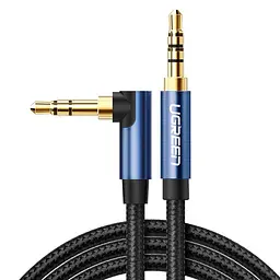 Кабель Ugreen AV112 Angled Cable 3.5 мм Male to 3.5 мм Male Cable Gold Plated Metal Case with Braid 1.5 м Blue (60180)