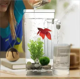Акриловий акваріум для рибок My Fun Fish Самоочисний міні-акваріум з краном для легкого очищення - мініатюра 2