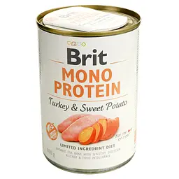 Монопротеїновий вологий корм для собак з чутливим травленням Brit Mono Protein Turkey & Sweet Potato з індичкою і бататом 400 г - мініатюра 2