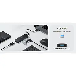 USB-Хаб Cudy USB 3.0 Type-A - 4хUSB 3.0 Black (UH40A) - мініатюра 5