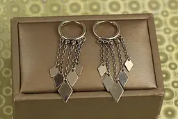 Сережки підвіски Xuping Jewelry П'ять ромбів 4,6 см сріблясті