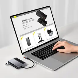 Адаптер USB Хаб Baseus Magic Multifunctional Type-C HUB with Retractable Clip Standard Edition CAHUB-DA0G - мініатюра 10