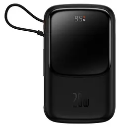 Зовнішній аккумулятор Baseus Qpow Pro Digital Display Fast Charge 10000mAh 20W (Type-C cable) Чорний