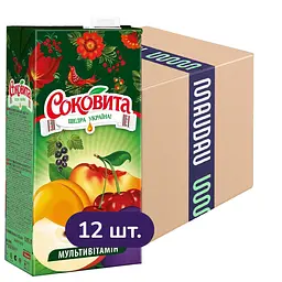 Упаковка сокового напитка Соковита Мультивитаминный с мякотью 11.4 л (950 мл х 12 шт.)