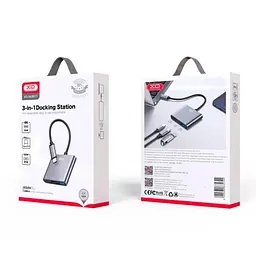 USB-Хаб XO HUB011 3 in 1 TYPE-C Multifunctional Docking Station Матова - мініатюра 4