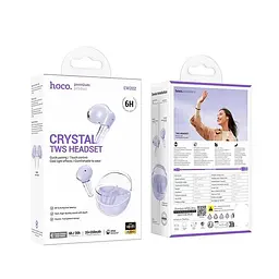 Навушники Hoco EW202 Magic true wireless BT headset, BT5.4, 35mAh, 350mAh, 6h, IPX4, purple - мініатюра 3
