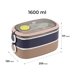 Ланч-бокс Kite подвійний з наповненням 1600 мл, бежевий (K25-1181-1) - мініатюра 2