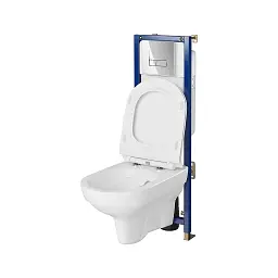 Інсталяція Cersanit Tech Line Base з кнопкою Base Smart + унітаз City CleanOn із сидінням 30412