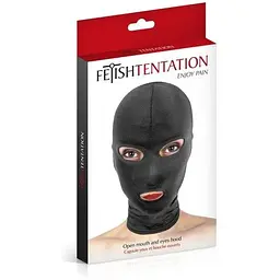 Капюшон для БДСМ з відкритими очима та ротом Fetish Tentation - мініатюра 2