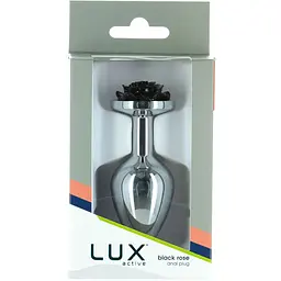 Металева анальна пробка Lux Active з трояндою - Rose Anal Plug - Black - мініатюра 5