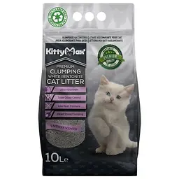 Бентонітовий наповнювач Kitty Max для котячого туалету з ароматом лаванди білий 10 л